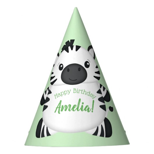 Chapeaux De Fètes Zebra Birthday Party Green (Devant)
