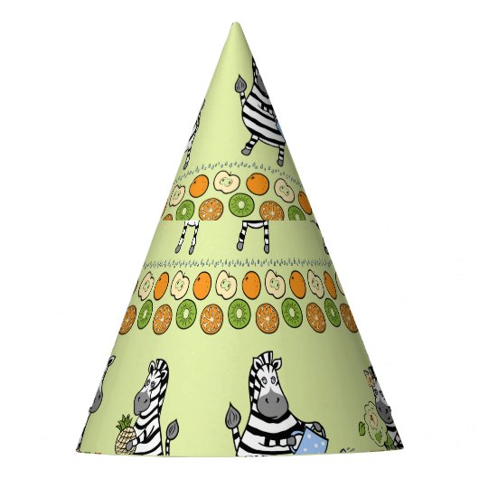 Chapeaux De Fètes Zèbres et fruits Motif sans couture (Devant)