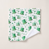 Chapeaux verts dorés de luxe et trèfles blancs (Gant de toilette)