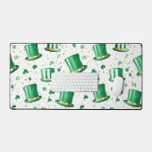 Chapeaux verts dorés de luxe et trèfles blancs (Clavier et souris)