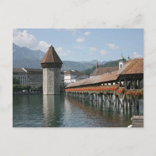 Chapel Bridge, Lucerne, Zwitserland Briefkaart