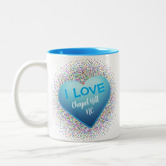 Chapel Hill Blauw Hart Witte Koffie Mok (Links)