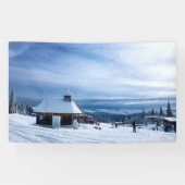 Chapel in het Alpen Sneeuwgebergte Spandoek (Horizontaal)