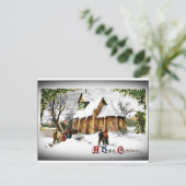 Chapel in het dorp feestdagenkaart (Staand voorkant)