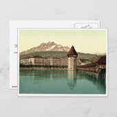 Chapelbrug en uitzicht van Pilatus, Luzerne, Zwits Briefkaart (Voorkant / Achterkant)