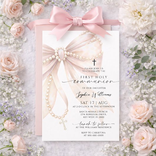 Chapelet de perles avec noeud Invitation à la prem