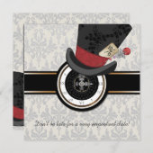 Chapelier fou Alice dans le faire-part de mariage (Devant / Derrière)