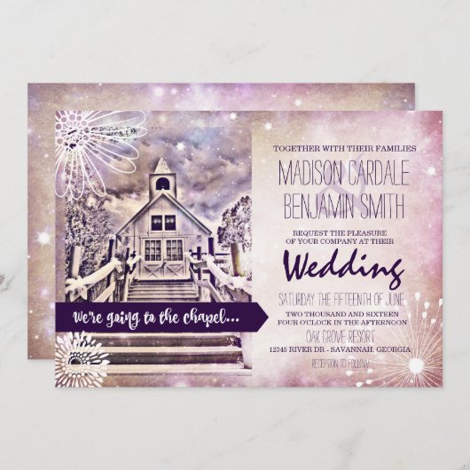 Chapelle Mariage romantique Invitations de mariage (Devant / Derrière)