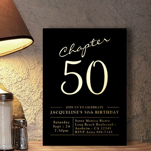 Chapitre 50 50e anniversaire Invitation Black Gold