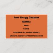 Chapitre de Fort Bragg - Cartes de visite 2 (Dos)