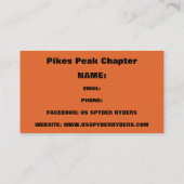 Chapitre de Pikes Peak - Cartes de visite 2 (Dos)