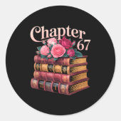 Chapter 67 Floral Book Stack Design  Ronde Sticker (Voorkant)