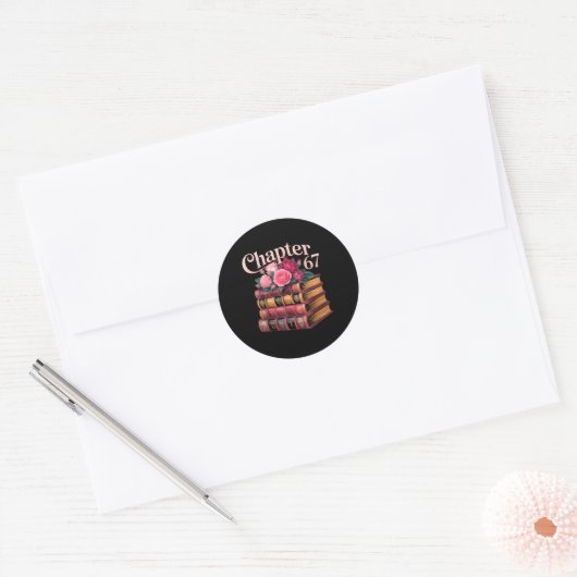 Chapter 67 Floral Book Stack Design  Ronde Sticker (Envelop)