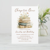 Chapter One Floral Books 1st Birthday Invitation (Debout devant)