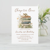 Chapter One Floral Books 1st Birthday Invitation (Debout devant)