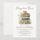Chapter One Floral Books 1st Birthday Invitation (Devant / Derrière)