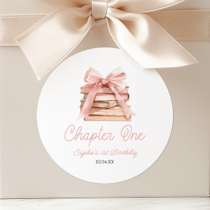Chapter One Roze Strik Verjaardagsfeestje Boeken 1 Ronde Sticker