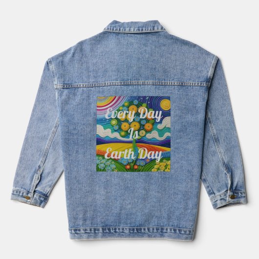 Chaque Jour Est Jour des terres AI Art Denim Veste (Verso)
