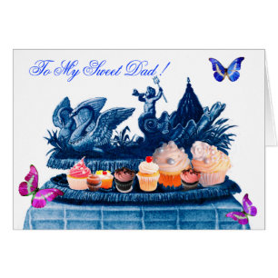 CHAR CHARGÉ DE CYGNES BLEU ET GÂTEAUX FÊTE DES PÈR