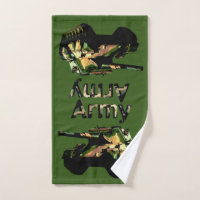 Char d'armée en kaki vert, serviette à main