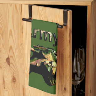 Char d'armée en kaki vert, Serviette de thé