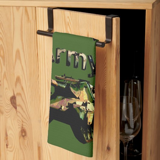 Char d'armée en kaki vert, Serviette de thé (Pliage en tiers)