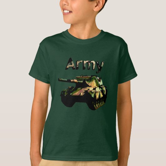 Char d'armée en kaki vert, T-shirt pour enfants (Devant)