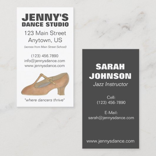 Character Shoe Dance Teacher Studio Choreograaf Visitekaartje (Voorkant / Achterkant)