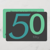 Charbon et Blue Custom Invitation 50e anniversaire (Devant / Derrière)