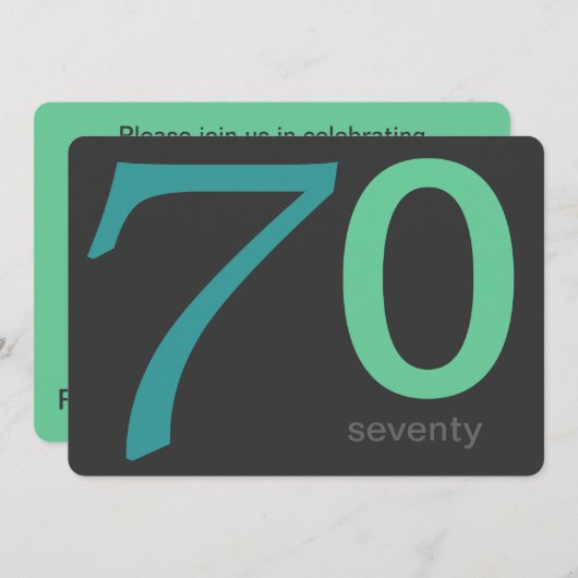 Charbon et Blue Custom Invitation 70e anniversaire (Devant / Derrière)