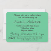 Charbon et Blue Custom Invitation 70e anniversaire (Dos)