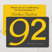 Charbon et Jaune Personnalisé 92e Invitation d'ann (Devant / Derrière)