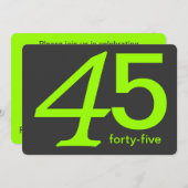 Charbon et Lime Custom 45e Invitation anniversaire (Devant / Derrière)