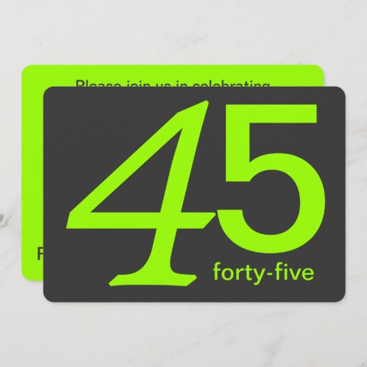 Charbon et Lime Custom 45e Invitation anniversaire (Devant / Derrière)