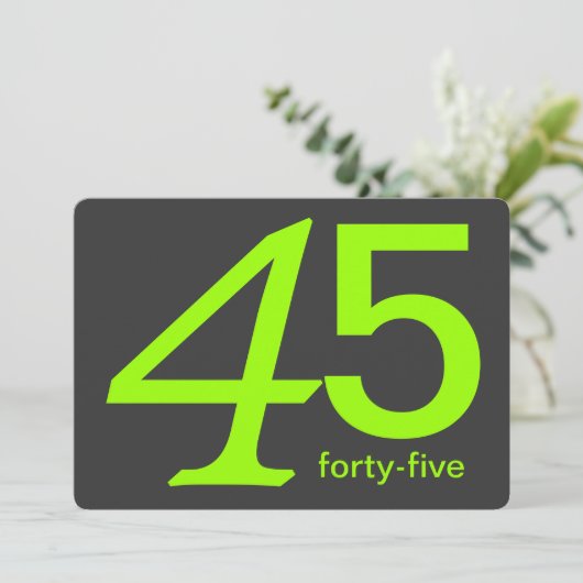 Charbon et Lime Custom 45e Invitation anniversaire (Debout devant)