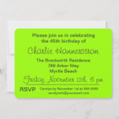Charbon et Lime Custom 45e Invitation anniversaire (Dos)