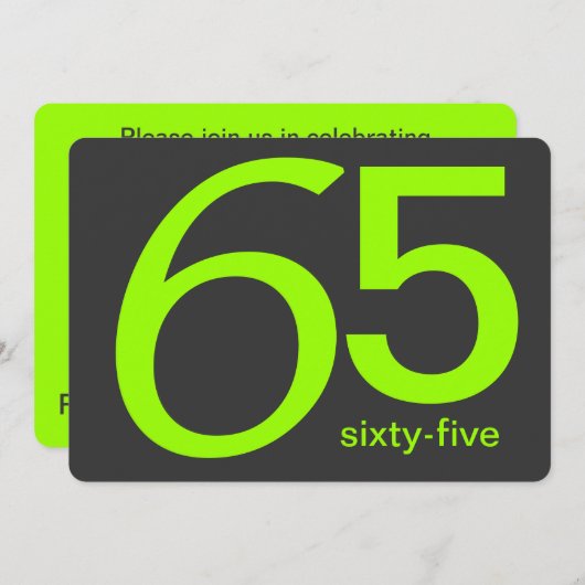 Charbon et Lime Custom 65e Anniversaire Invitation (Devant / Derrière)
