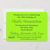 Charbon et Lime Custom 75e Anniversaire Invitation (Dos)