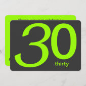 Charbon et Lime Custom Invitation 30e anniversaire (Devant / Derrière)