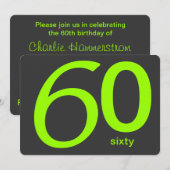 Charbon et Lime Custom Invitation 60e anniversaire (Devant / Derrière)