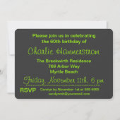 Charbon et Lime Custom Invitation 60e anniversaire (Dos)