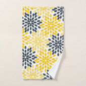 Charbon jaune et gris Moderne Floral (Serviette à main)