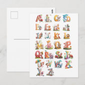 Charcaters alphabet letters briefkaart (Voorkant / Achterkant)