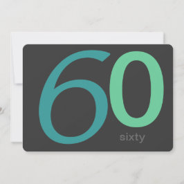 Charcoal and Blue Custom 60th Birthday Invitation Kaart