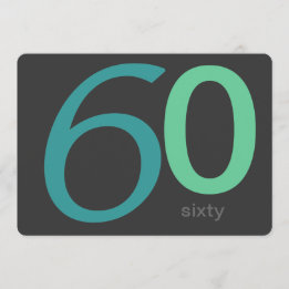 Charcoal and Blue Custom 60th Birthday Invitation Kaart
