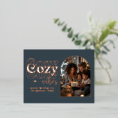 Charcoal and Rose Gold Cozy Vibes Retro Christmas Folie Feestdagen Briefkaart (Staand Voorkant)