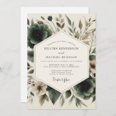 Charcoal Artistic Botanical Wedding Kaart (Voorkant / Achterkant)