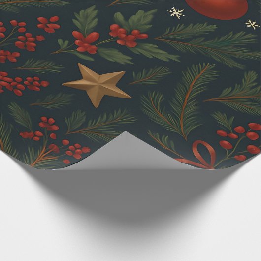 Charcoal Bloom - Charcoal Floral Holiday Cadeaupapier (Hoek)