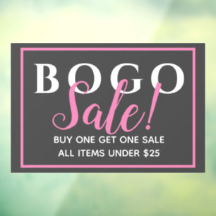 Charcoal BOGO Retail Sale Window Cling Raamsticker