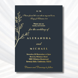 Charcoal Botanical Bible Verse Christian Wedding  Folie Uitnodiging